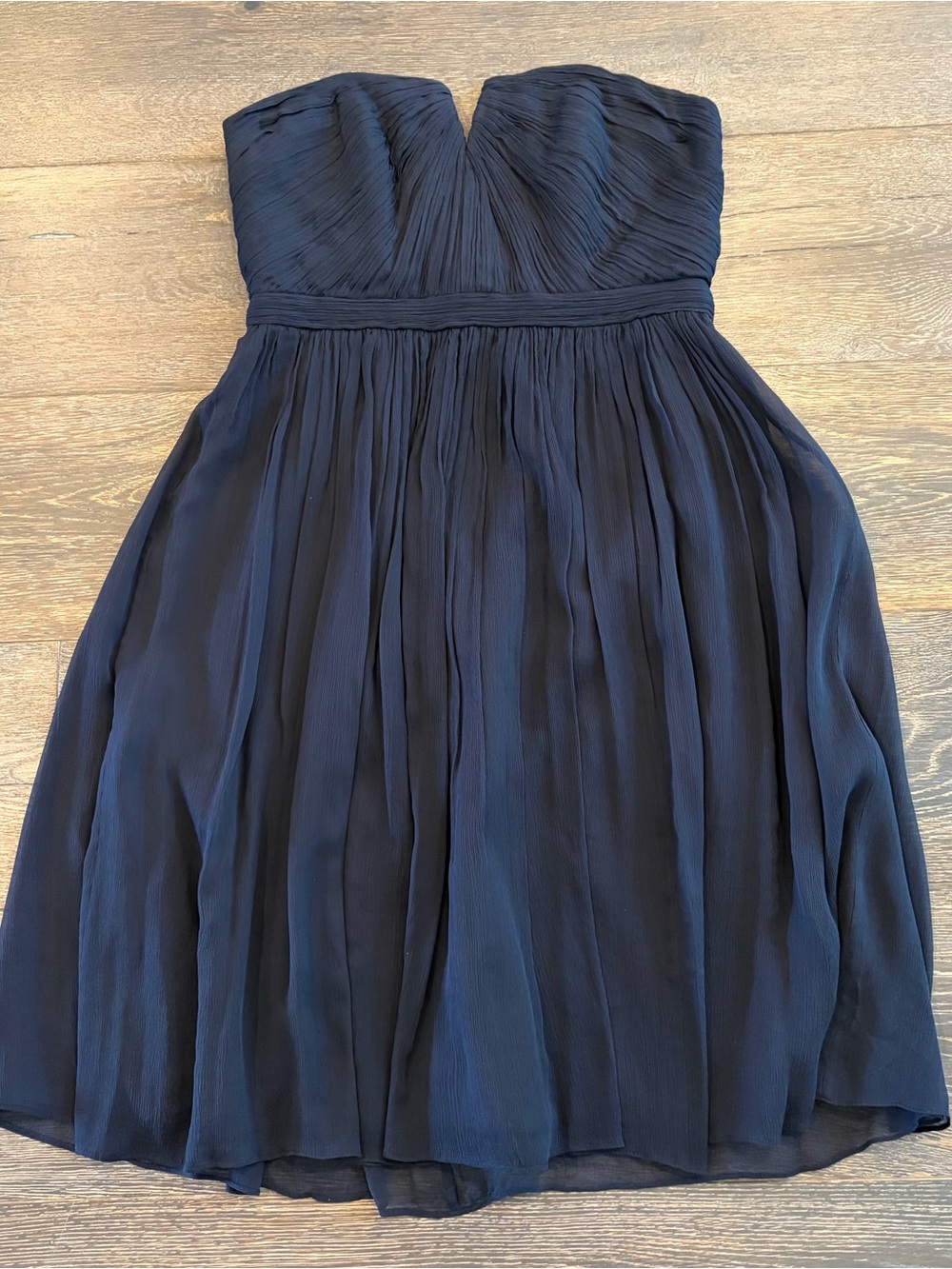 J. Crew Strapless Navy Pleated Cocktail Dress
